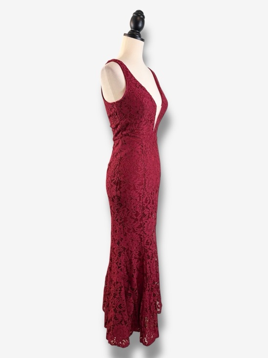 Lulus Everly Wine Red Lace Maxi Dress Size S Mermaid Flare Formal Wedding Party - Picture 7 of 14